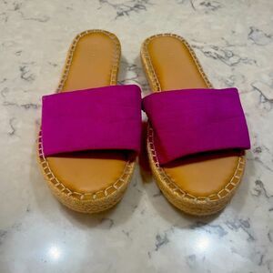 Old Navy Women's Size 7 Pink Faux Suede Slide Slip On Shoe Summer Vacation Beach